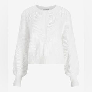 Express White Ribbed Design Cropped Sweater Size S